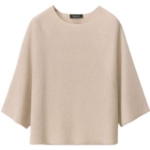 Fabiana Filippi, Truien, Dames, Beige, M, Katoen, Katoen Lurex Cape Sweater Zand