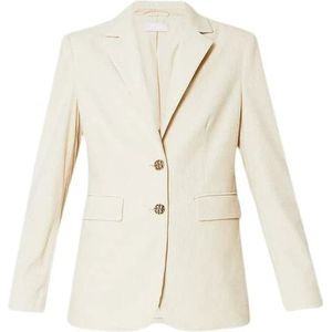 Liu Jo, Jassen, Dames, Beige, M, Polyester, Velvet Corduroy Blazer