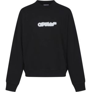 Off White, Sweatshirts & Hoodies, Heren, Zwart, S, Katoen, Zwarte Skate Crewneck Sweaters