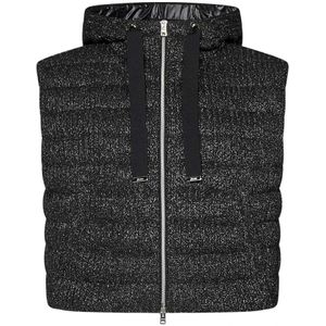 Herno, Jassen, Dames, Zwart, M, Zwarte Donsgevulde Hoodiejas