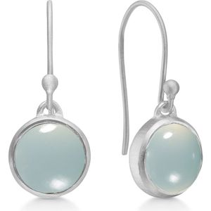 Frk. Lisberg, Accessoires, Dames, Grijs, ONE Size, Zilveren Aqua Chalcedoon Oorbellen