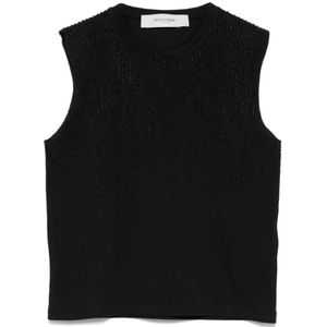 Golden Goose, Tops, Dames, Zwart, XS, Katoen, Beaded Embroidery Tank Top
