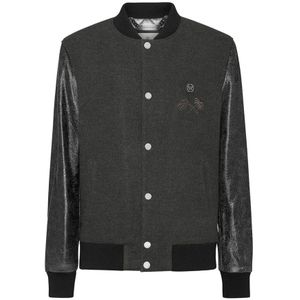 Philipp Plein, Jassen, Heren, Grijs, 2Xl, Stijlvolle jas met uniek design