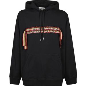 Lanvin, Sweatshirts & Hoodies, Heren, Zwart, L, Oversized Hoodie met Kantkant