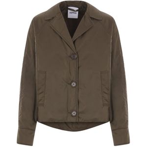 Aspesi, Jassen, Dames, Groen, S, Nylon, Militair Groen Nylon Overhemdjas