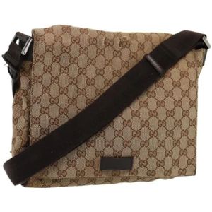Gucci Vintage, Pre-owned, Dames, Beige, ONE Size, Pre-owned Canvas gucci-bags