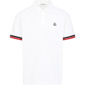Moncler, Tops, Heren, Wit, M, Klassieke Polo Shirt voor Mannen