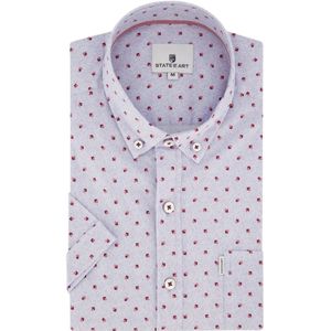 State of Art, Overhemden, Heren, Veelkleurig, XL, Katoen, Casual paars overhemd korte mouw