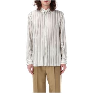 Saint Laurent, Overhemden, Heren, Veelkleurig, 2Xl, Gestreepte zijden shirt met skinny fit