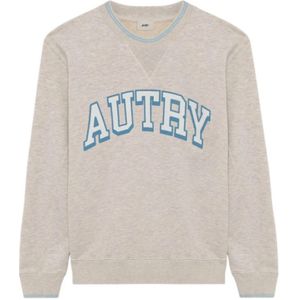 Autry, Sweatshirts & Hoodies, Dames, Beige, S, Katoen, College Sweatshirt met lange mouwen Grijs