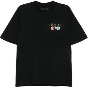 Amiri, Tops, Heren, Zwart, M, Katoen, Zwart Jersey Logo Print T-shirt