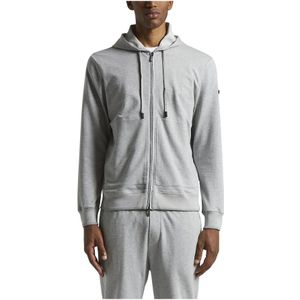 Peserico, Sweatshirts & Hoodies, Heren, Grijs, XL, Katoen, Sweatshirt van zachte gemêleerde katoenen jersey