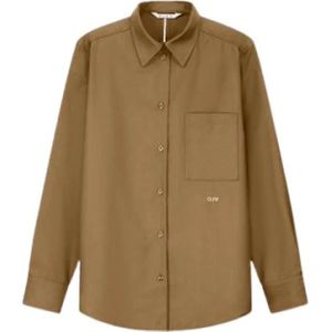 Olaf Hussein, Overhemden, Heren, Bruin, XS, Elegante Drapey Shirt voor elke gelegenheid