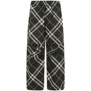 Burberry, Broeken, Heren, Groen, L, Polyester, Groene Geruite Broek Ss 24