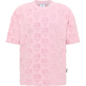 Carlo Colucci, Tops, Heren, Roze, L, Oversized T-shirt met Terry Inserts