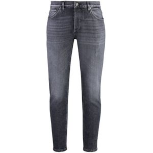 Dondup, Jeans, Heren, Grijs, W31, Katoen, Carrot-Fit Jeans met metalen details
