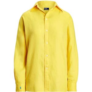 Ralph Lauren, Blouses & Shirts, Dames, Geel, S, Linnen, Geel linnen overhemd Classic Fit