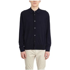 Paolo Pecora, Overhemden, Heren, Blauw, L, Katoen, Katoenen Gebreid Overhemd