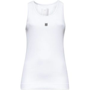 Givenchy, Tops, Dames, Wit, L, Katoen, Witte Racerback Top met 4G Detail