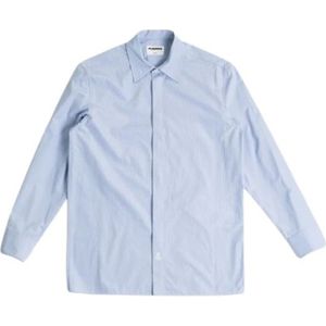 Jil Sander, Overhemden, Heren, Blauw, L, Katoen, Blauw Gestreept Katoenen Overhemd
