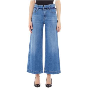 Liu Jo, Jeans, Dames, Blauw, W26, Flare Cropped Corset High-Waist Jeans