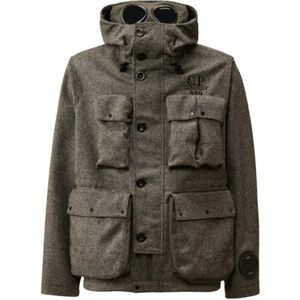 C.p. Company, Jassen, Heren, Grijs, L, Katoen, Shetland Twill Mille Jacket Antracietgrijs