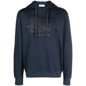 Etro, Sweatshirts & Hoodies, Heren, Blauw, M, Katoen, Middernachtblauwe katoenen sweater