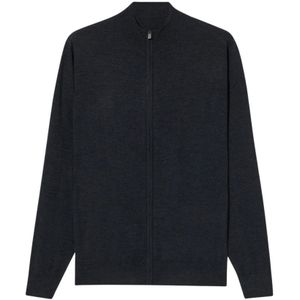 Brooks Brothers, Truien, Heren, Grijs, 2Xl, Wol, Merino wollen sweater met volledige ritssluiting