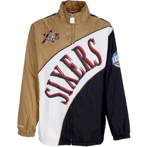 Mitchell & Ness, Jassen, Heren, Veelkleurig, S, Polyester, NBA Gebogen Windbreaker Jas