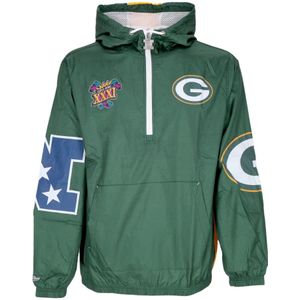 Mitchell & Ness, Sport, Heren, Groen, S, Polyester, Green Bay Packers Windbreaker Anorak Jas