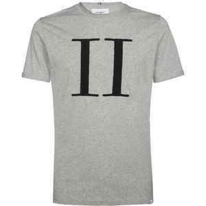 Les Deux, Tops, Heren, Grijs, XL, Katoen, Katoenen T-shirt met ronde hals en bouclé detail