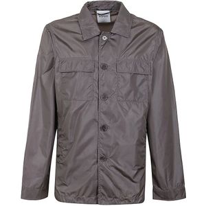 Aspesi, Jassen, Heren, Grijs, L, Nylon, Blauw Nylon Overhemd met Knoopsluiting