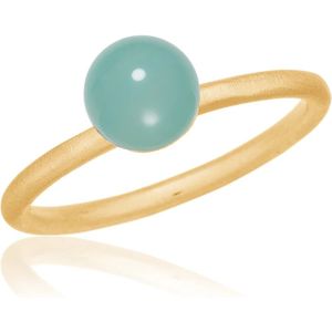 Frk. Lisberg, Accessoires, Dames, Geel, 56 MM, Aqua Chalcedon Columbine Ring 14K Goud
