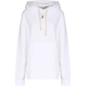 JW Anderson, Sweatshirts & Hoodies, Dames, Wit, M, Katoen, Anchor Embroidery Hoodie