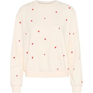 Saint Tropez, Sweatshirts & Hoodies, Dames, Beige, XS, Katoen, Ice Flame Hearts Sweatshirt