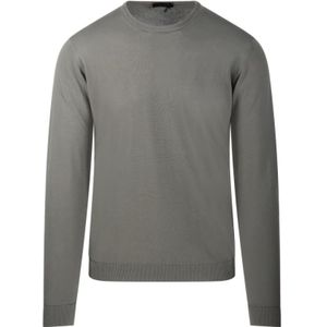 Roberto Collina, Truien, Heren, Grijs, M, Katoen, Army Ronde Hals Sweater