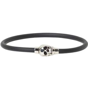 Alexander McQueen, Accessoires, Dames, Zwart, M, Zwarte Siliconen Magnetische Skull Armband