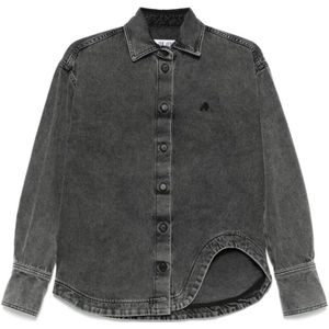 The Attico, Blouses & Shirts, Dames, Zwart, XS, Denim, Zwart Denim Overhemd met Knopen
