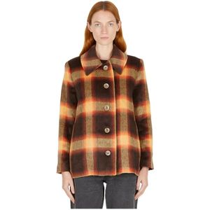 Rodebjer, Mantels, Dames, Bruin, L, Wol, Nomad Plaid Jas