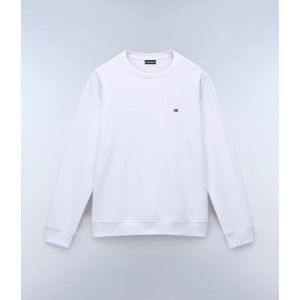 Napapijri, Sweatshirts & Hoodies, Heren, Wit, M, Katoen, Katoenen sweatshirt met geribbelde afwerking