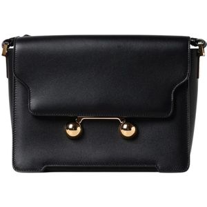 Marni, Tassen, Dames, Zwart, ONE Size, Leer, Beige Leren Clutch Tas