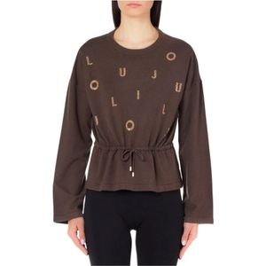 Liu Jo, Sweatshirts & Hoodies, Dames, Beige, L, Basis Trui van Synthetisch Materiaal, Roze