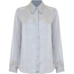 Kocca, Blouses & Shirts, Dames, Grijs, M, Zijden Elegant Overhemd met Lange Mouwen