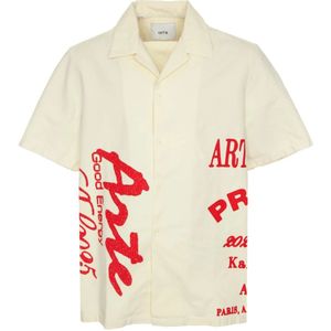 Arte Antwerp, Overhemden, Heren, Beige, XL, Kort overhemd met rode print