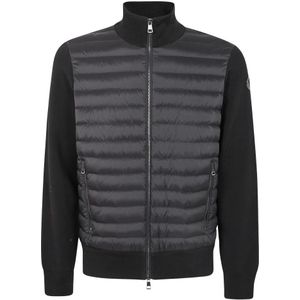 Moncler, Jassen, Heren, Zwart, M, Gebreide Cardigan Trui