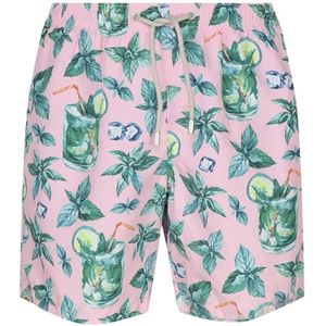 MC2 Saint Barth, Badkleding, Heren, Veelkleurig, L, Nylon, Mojito Print Roze Nylon Strandkleding
