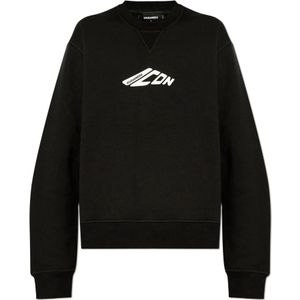 Dsquared2, Sweatshirts & Hoodies, Dames, Zwart, XS, Katoen, Sweatshirt met Gedrukt Logo
