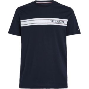 Tommy Hilfiger, Tops, Heren, Blauw, M, Katoen, Blauw Katoenen T-shirt met Logo