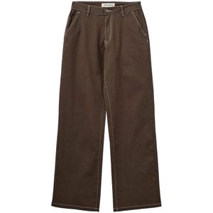 Sofie Schnoor, Broeken, Dames, Bruin, XS, Katoen, Donkerbruine Straight-Leg Broek Snos 523