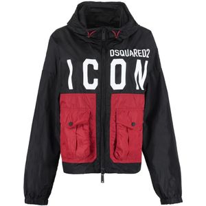 Dsquared2, Jassen, Dames, Veelkleurig, S, Icon Hooded Windbreaker